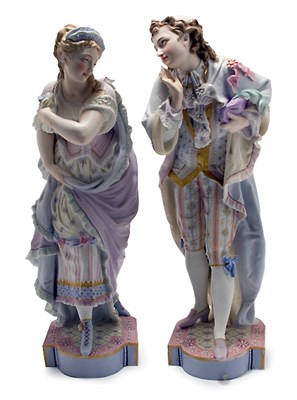 Lot 1307 - Pair of French Painted Bisque Porcelain...