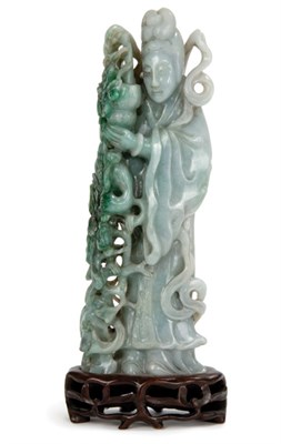 Lot 249 - Chinese Celadon Jade Figure of Meiren 19th...