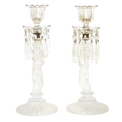 Lot 1122 - Pair of Baccarat Pressed Glass Candlesticks...