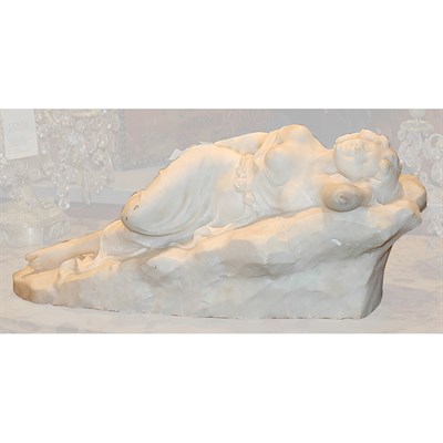 Lot 1081 - Carved Alabaster Figure of a Woman Semi-nude...