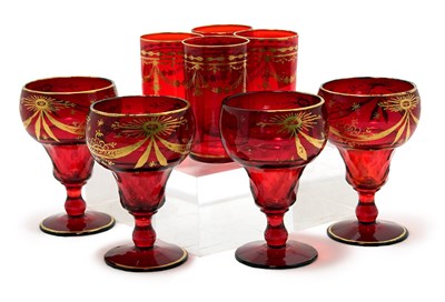 Lot 1575 - Set of Twelve Bohemian Style Mold Blown Glass...