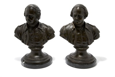 Lot 3158 - Pair of Bronze Busts of Military Figures...
