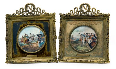 Lot 1303 - Two Framed Napoleonic Portrait Miniatures Each...