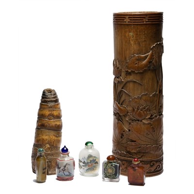 Lot 111 - Two Chinese Bamboo Articles 19th Century...