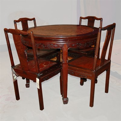 Lot 125 - Chinese Burl and Hardwood Circular Dining...