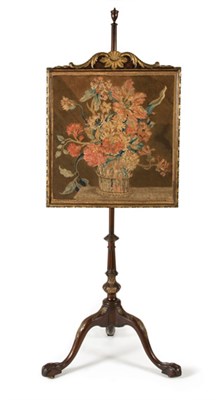 Lot 122 - George II Parcel Gilt Mahogany Pole Screen The...