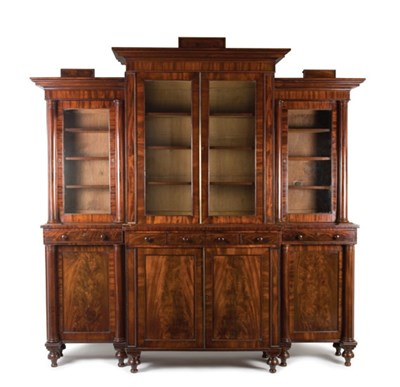 Lot 2334 - Classical Mahogany Breakfront Bookcase...