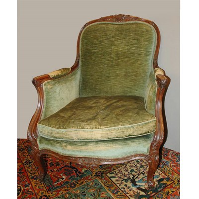 Lot 1086 - Louis XV Style Carved Mahogany Bergere The...