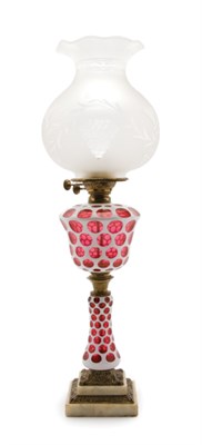 Lot 2158 - White Cut to Ruby Glass Fluid Lamp Possibly...