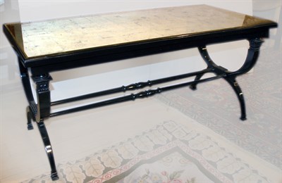 Lot 3368 - Neoclassical Style Gilt Top Black Painted...