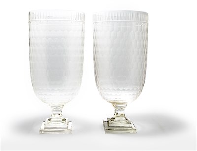 Lot 3371 - Pair of Anglo Irish Style Cut Glass Hurricane...