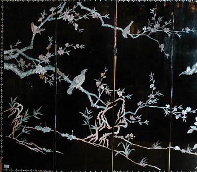 Lot 513 - Faux Mother-of-Pearl Inlaid Black Lacquered...
