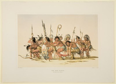 Lot 2086 - After George Catlin THE WAR DANCE Hand-colored...