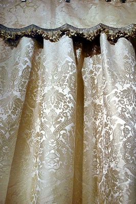 Lot 3258A - Damask Curtain Panel and Valence with Tassels