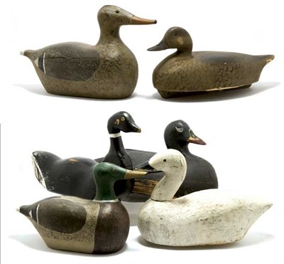 Lot 2168 - Group of Six Carved and Painted Wood Ducks and...