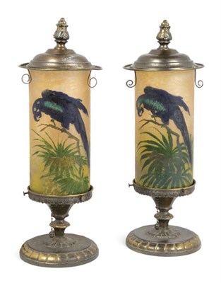 Lot 1490 - Companion Pair of Handel Enameled Glass and...