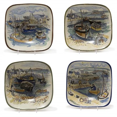 Lot 3353 - Set of Four Quimper Pottery Square Dishes