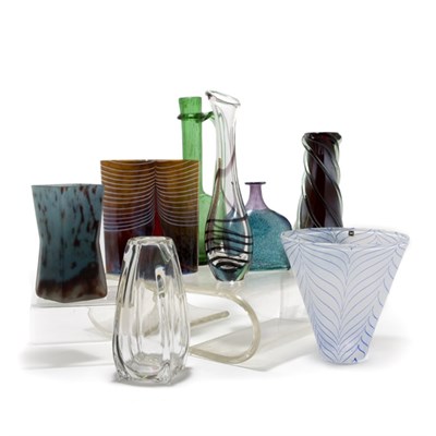 Lot 319 - Group of Six Art Glass Vases; Together with a...