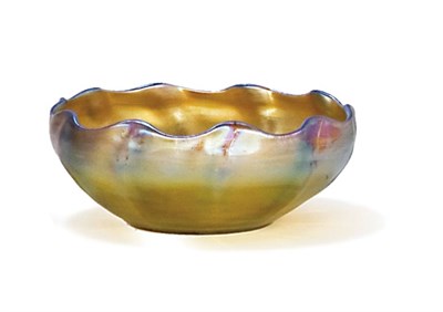 Lot 1516 - Tiffany Favrile Ribbed Glass Bowl Of circular...