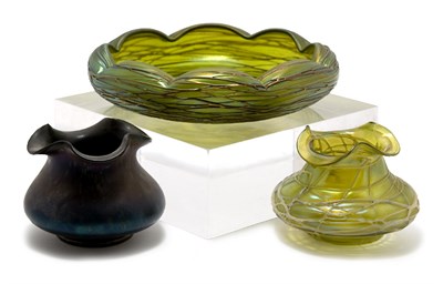 Lot 1530 - Three Unsigned Loetz Glass Articles Comprising...