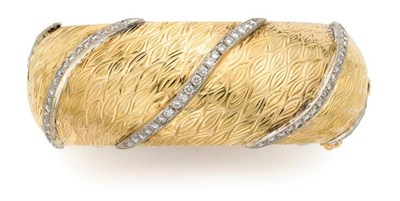Lot 386 - Gold and Diamond Cuff Bangle