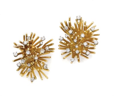 Lot 277 - Pair of Gold and Diamond Earclips