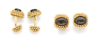 Lot 232 - Pair of Gold and Black Star Sapphire Cufflinks, David Webb