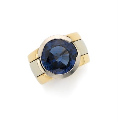 Lot 361 - Two-Color Gold and Sapphire Band Ring, Bulgari
