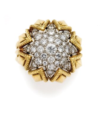 Lot 276 - Gold and Diamond Flower Ring