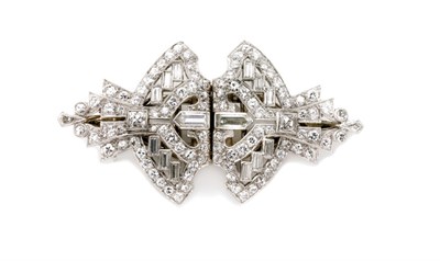 Lot 306 - Diamond Double Clip-Brooch