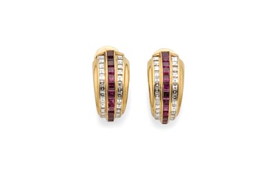 Lot 215 - Pair of Gold, Ruby and Diamond Earclips, Bulgari