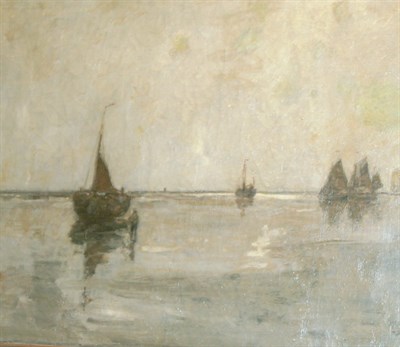 Lot 4 - Richard Baseleer Belgian, 1867-1951 Ships in a...