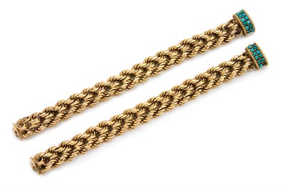 Lot 18 - Pair of Gold and Turquoise Bracelets