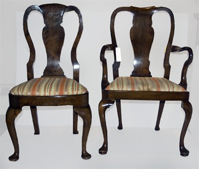 Lot 397 - Set of Ten Queen Anne Style Walnut Dining...