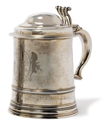 Lot 246 - George II Silver Tankard Marks rubbed, London,...