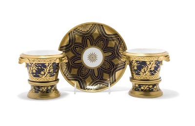 Lot 360 - Pair of English Porcelain Cachepots and Stands...