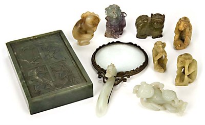 Lot 160 - Group of Nine Chinese Jade and Hardstone...