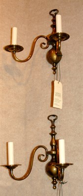 Lot 3447A - Pair of Dutch Baroque Style Brass Two-Light...