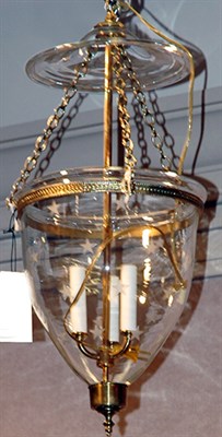 Lot 3398 - Regency Style Star Etched Glass Three-Light...