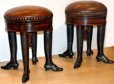 Lot 3341 - Pair of Victorian Style Boot-Form Stools...