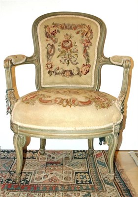 Lot 3170 - Pair of Louis XV Style Green/Gray Painted and...