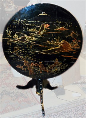 Lot 3250 - Victorian Chinoiserie Decorated Black...