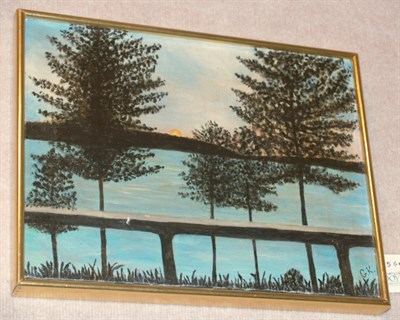 Lot 65 - 20th Century School Sunset Landscape and...