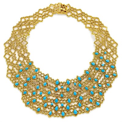 Lot 415 - Gold and Turquoise Bib Necklace