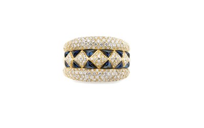 Lot 100 - Gold, Sapphire and Diamond Band Ring