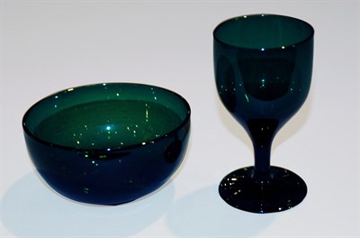 Lot 2328 - English Green Glass Partial Table Service 19th...