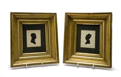 Lot 2149 - Pair of Silhouette Portraits of a Man and a...