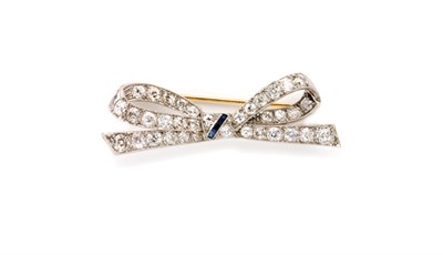 Lot 308 - Diamond and Sapphire Bow Brooch