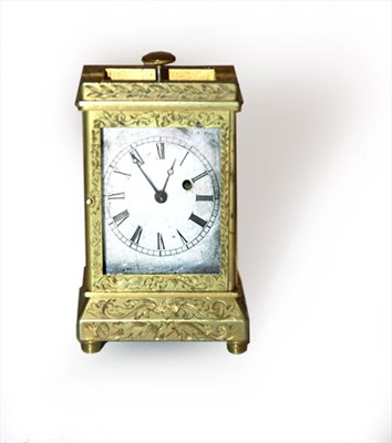 Lot 3584 - Engraved Brass Miniature Carriage Clock Height...
