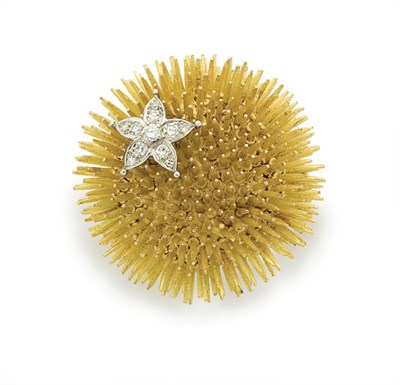 Lot 278 - Gold and Diamond Sea Urchin Clip-Brooch, Tiffany & Co.